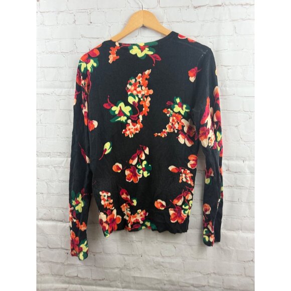 Merona Cardigan Womens Size Large Black Floral Button Up Lightweight Casual - Picture 2 of 7